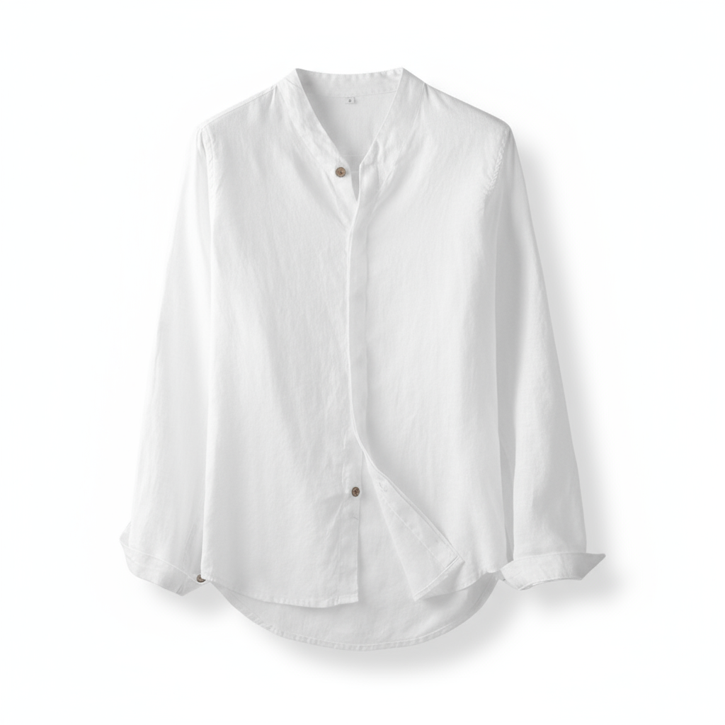 Invoux Sorrento Band Collar Linen Shirt