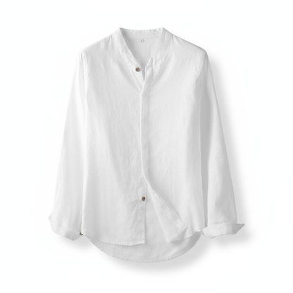 Invoux Sorrento Band Collar Linen Shirt