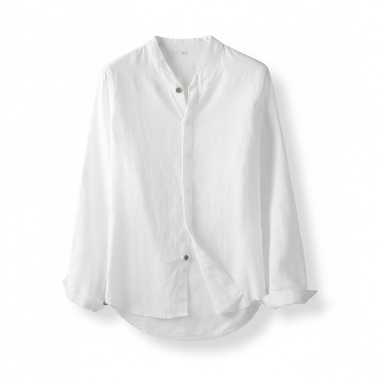 Invoux Sorrento Band Collar Linen Shirt