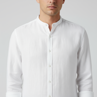 Invoux Sorrento Band Collar Linen Shirt