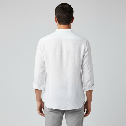 Invoux Sorrento Band Collar Linen Shirt