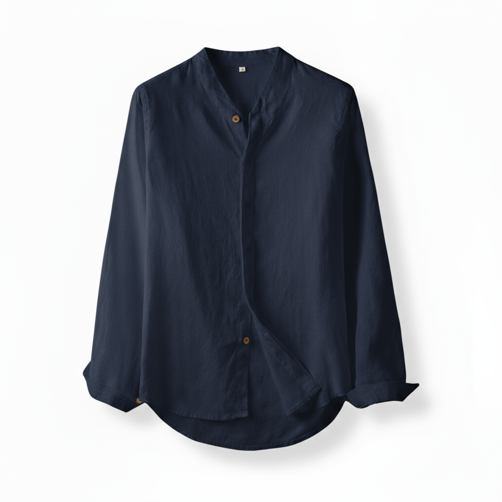 Invoux Sorrento Band Collar Linen Shirt