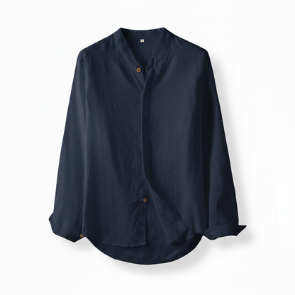 Invoux Sorrento Band Collar Linen Shirt